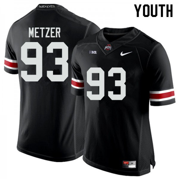 Ohio State Buckeyes #93 Jake Metzer Youth Embroidery Jersey Black